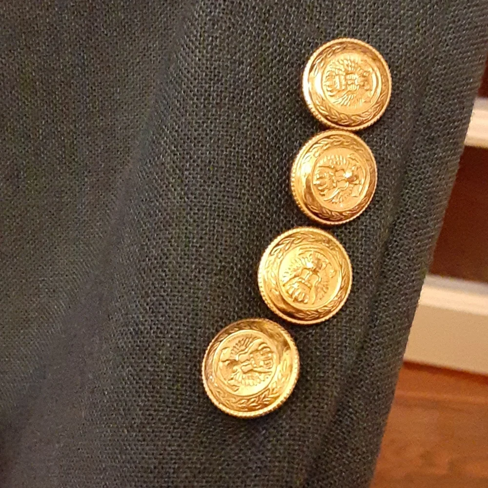 LaCrosse fully lined heather blue sport jacket blazer brass buttons 44R…EUC